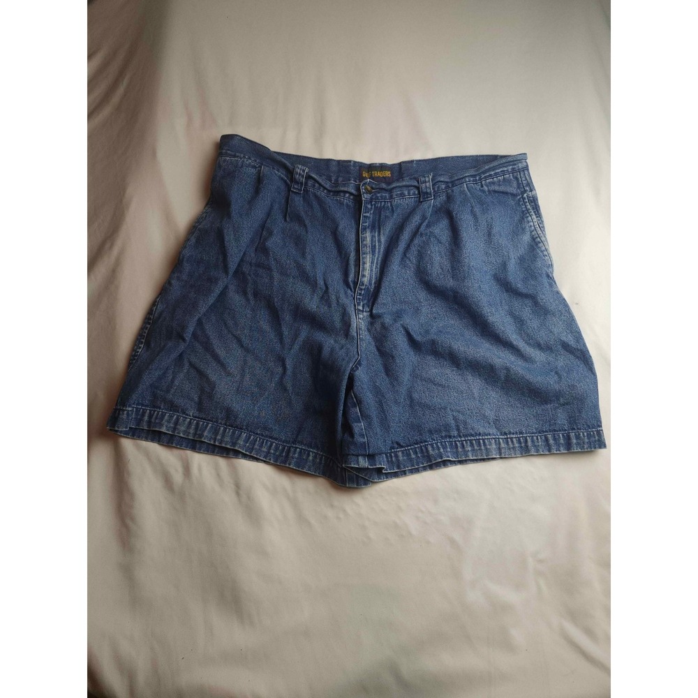 Gulf Traders Mens Vintage Pleated Denim Shorts Medium Wash Blue Cotton Size 42